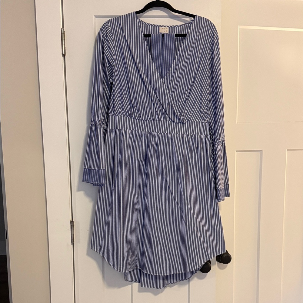 a new day Blue Striped Midi Dress